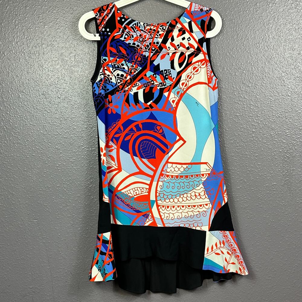Emilio Pucci Multicolor Abstract Print Sleeveless Mini Dress
